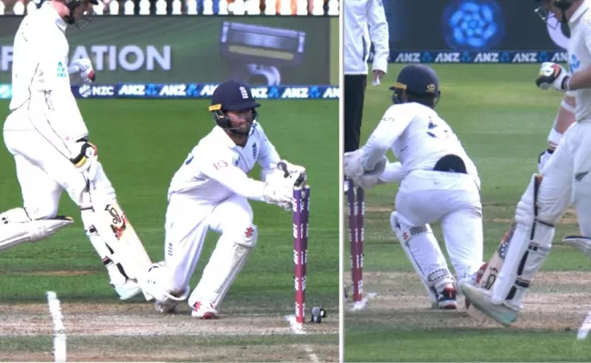 NZ Vs Eng: Cheeky Foakes Lazy Michael Bracewell Run Out Watch - Sakshi