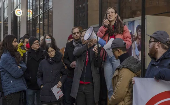 Google Employees Protests In New York California Against Layoffs  - Sakshi