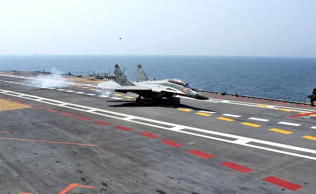 Landing Jet indigenous fighter aircraft On INS Vikrant Historic - Sakshi