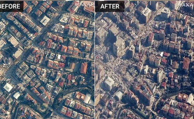 Satellite Pics Show Scale Of Destruction After Massive Turkey Earthquake - Sakshi