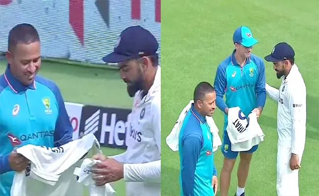 Virat Kohli gifts His Jerseys-Usman Khawaja-Alex Carey 4th Test Viral - Sakshi