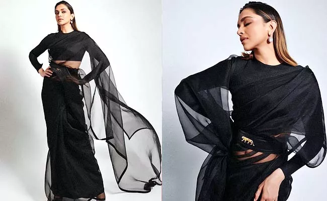 Deepika Padukone In Sabyasachi Black Saree Cost Leaves In Shock - Sakshi