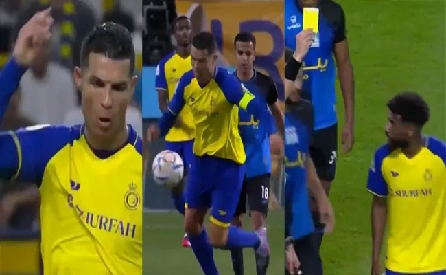 Ronaldo Kicks Ball Frustration Al-Nassr Match Receive-Yellow Card Viral - Sakshi