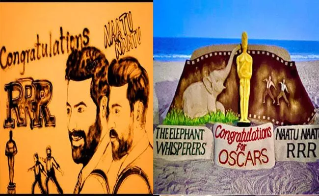 Odisha Artist Manas Sahu Celebrates RRR Oscar Win With Sand Animation - Sakshi