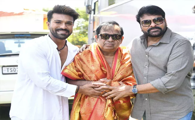 Chiranjeevi And Ram Charan Praises Brahmanandam Acting In Rangamarthanda - Sakshi