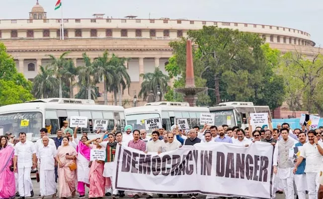 Congress Protest Over Rahul Gandhi Disqualification Day 2 Updates  - Sakshi