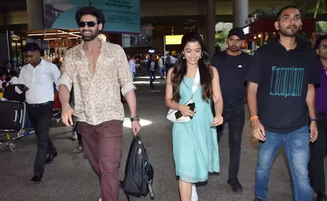 Bellamkonda Srinivas And Rashmika Mandanna Spotted In Mumbai Airport