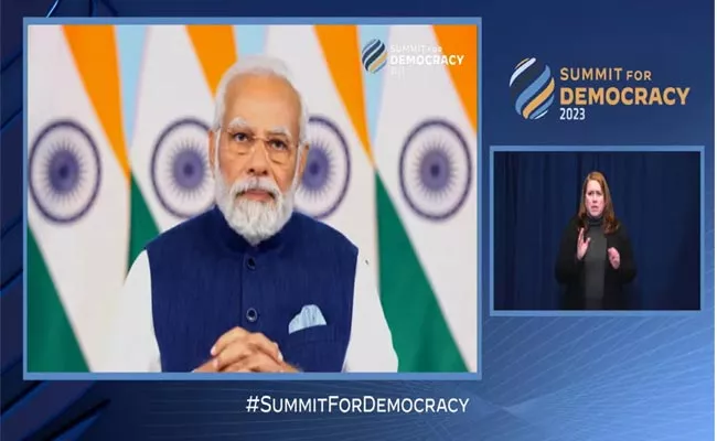 PM Narendra Modi Addresses Us Summit And Says Democracy Is A Spirit - Sakshi