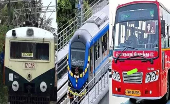 single Ticket To Travel In Chennai City buses Metro Rail suburban Trains - Sakshi