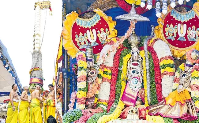 Dhwaja Rohana ceremony in Onti Mitta - Sakshi