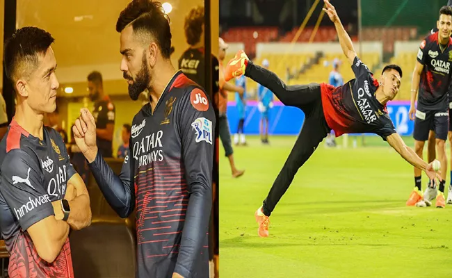 IPL 2023: Sunil Chhetri Met Virat Kohli RCB Stars Takes Stunning Catch Viral - Sakshi