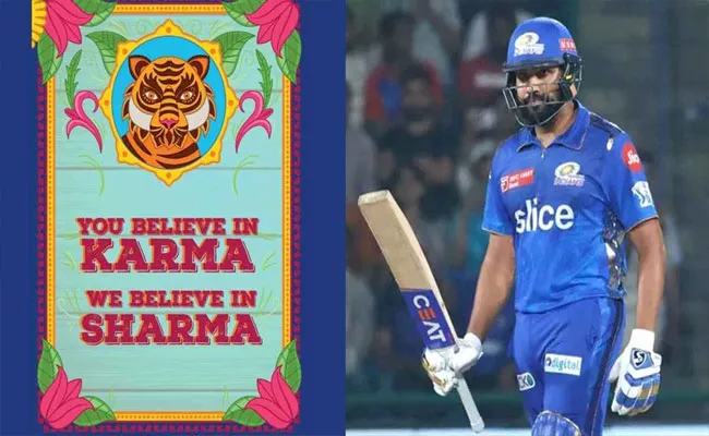 Maiden Win-IPL 2023 MI Mock RCB-You-Believe Karma We Believe Sharma - Sakshi