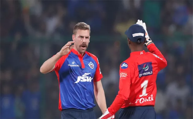 DC VS MI: Anrich Nortje Almost Defended 5 Runs In Last Over - Sakshi