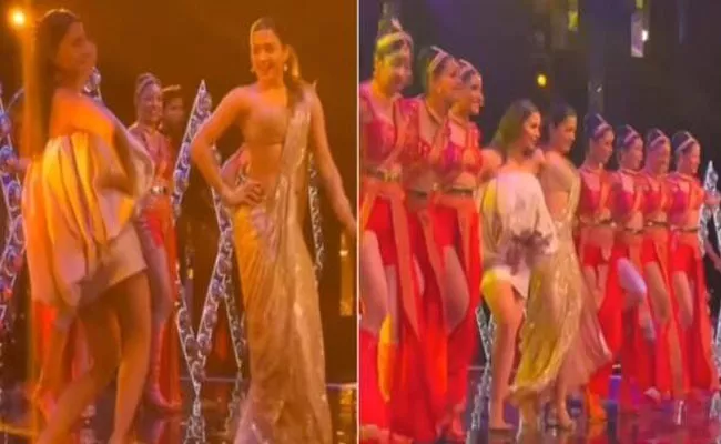 lia Bhatt and Rashmika Mandanna set the dance for Naatu Naatu Song - Sakshi