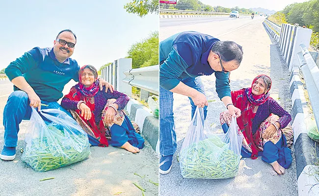 Man shares pic with vegetable vendor after buying entire merchandise - Sakshi