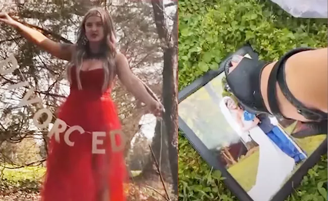 US Woman Celebrates Her Divorce By Burning Her Wedding Dress - Sakshi