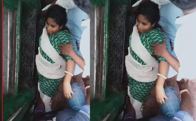 Woman Stuck Between Train And Platform At Chirala Railway Station - Sakshi