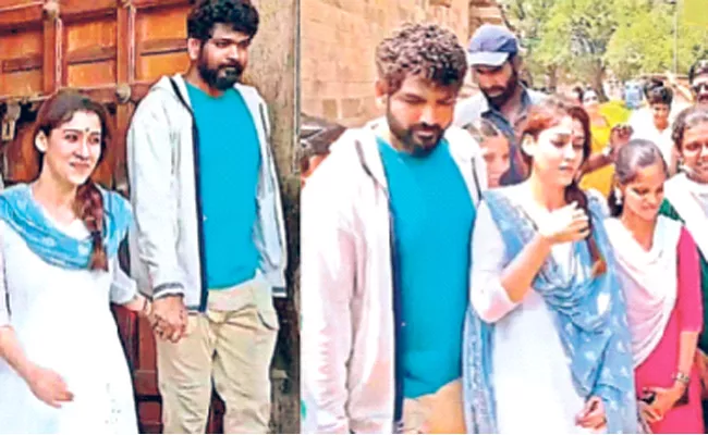 Nayanthara And Vignesh Shivan Visit Their Ancestral Temple - Sakshi