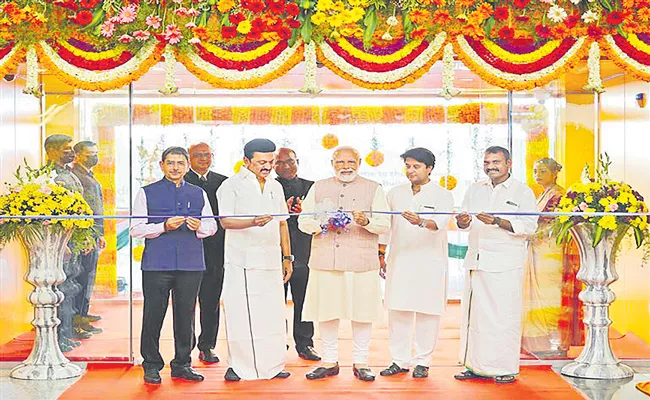 PM Narendra Modi inaugurates Chennai airport new terminal building - Sakshi