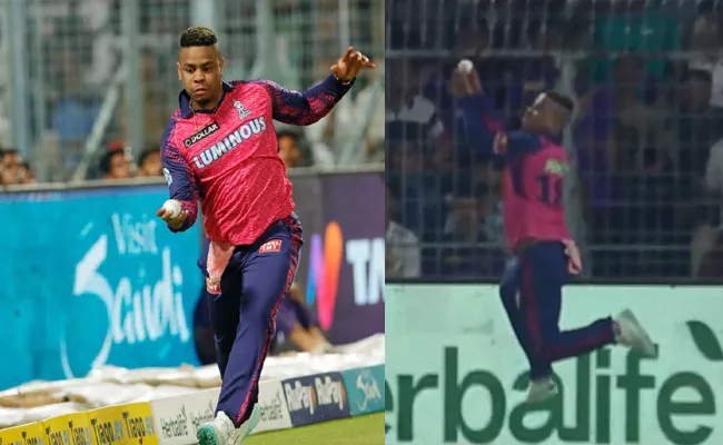 Hetmyer Stunning Catch Shocks Jason-Roy KKR VS RR Match - Sakshi