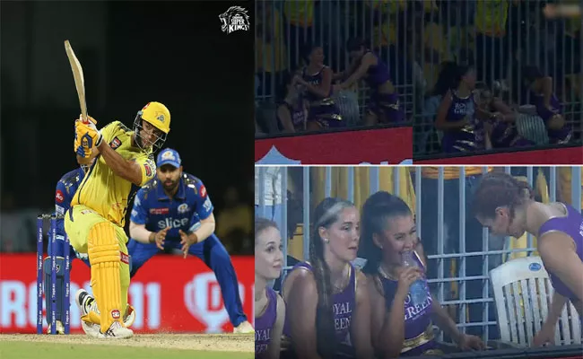 IPL 2023: CSK Shivam Dube Big Sixer Scares KKR Cheer-girls Viral - Sakshi