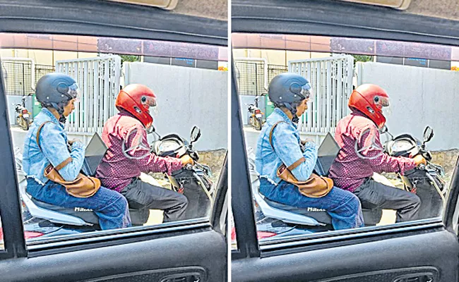 Bangalore woman working on laptop while riding pillion on Rapido bike taxi - Sakshi