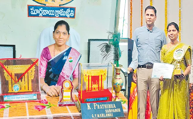 Woman Sarpanch prathibha wins state biodiversity award - Sakshi