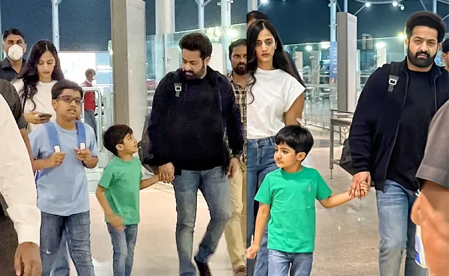 Jr Ntr And Family Spotted At Hyderabad Airport Video Goes Viral - Sakshi