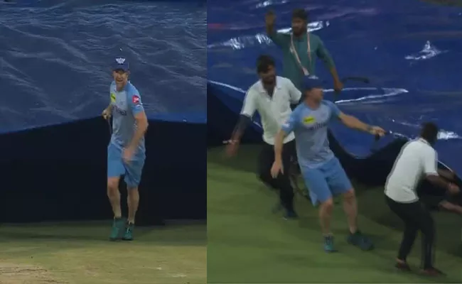 Jonty Rhodes Wins-Hearts Helps Groundstaff Drag-Rain-Covers LSG Vs CSK - Sakshi