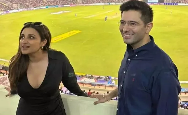 Parineeti Chopra and Raghav Chadha watch IPL match at Mohali Goes Viral - Sakshi