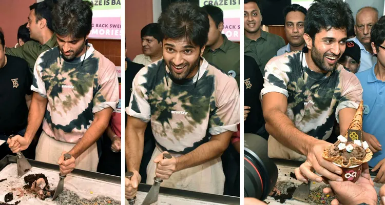 Video Hero Vijay Deverakonda Makes Ice Creams In Kondapur 