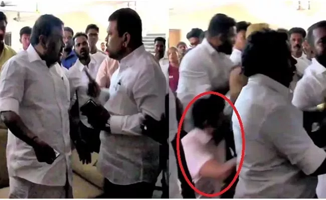 Brawl Between TN Minister Rajakannappan And MP Navas Kani Viral Video - Sakshi