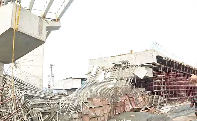 Flyover Under Construction Collapsed In LB Nagar - Sakshi