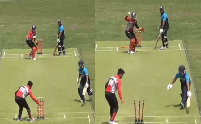 Batter Gets Run Out In Hilarious Manner In European Cricket Viral - Sakshi