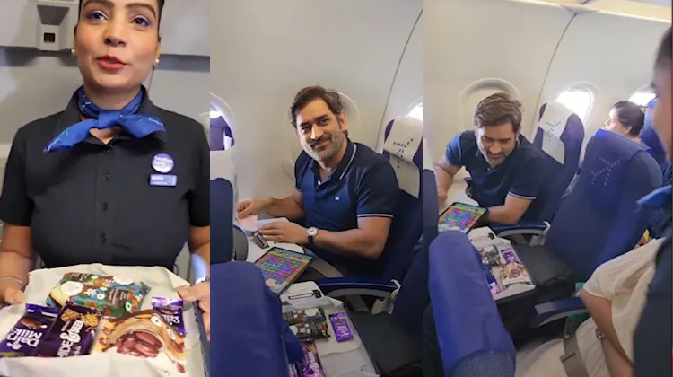 MS Dhoni Playing Candy Crush Game In Flight