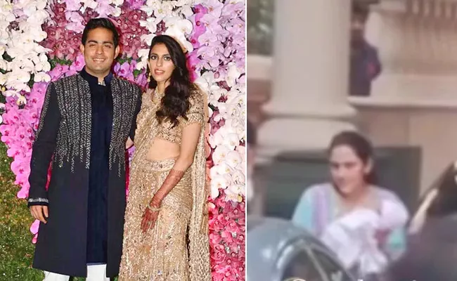 Akash ambani wife shloka mehta spotted with baby girl video viral - Sakshi