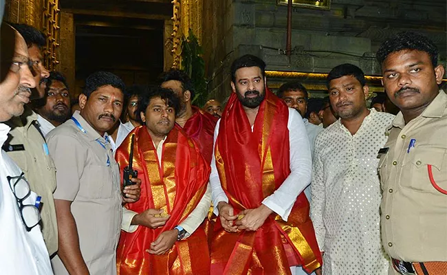 Prabhas Visits Tirumala Temple in Traditional Attire - Sakshi