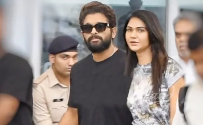 Allu Arjun and Sneha Captures At Mumbai Airport return from Europe vacation - Sakshi