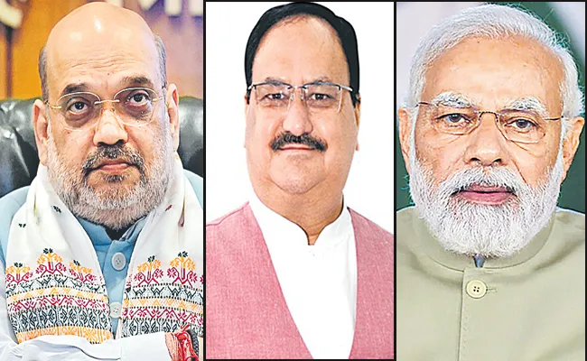 BJP Top Leaders Modi Amit Shah and JP Nadda To Visit Telangana - Sakshi