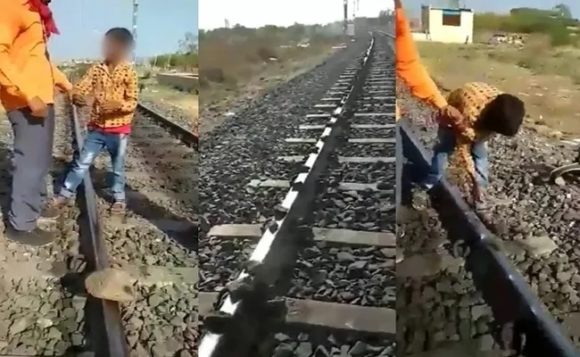 Karnataka: Boy Placed Stones On Railway Track Video Goes Viral - Sakshi