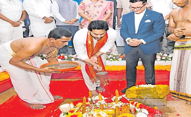 CM Jagan At Foundation laying ceremony for Oberoi Seven Star Hotel - Sakshi