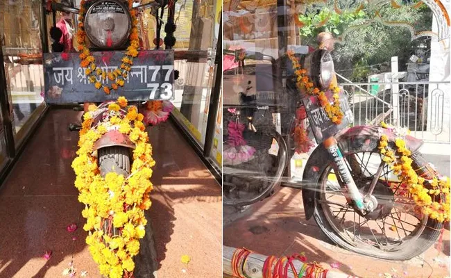 Rajasthan Bullet Baba Get the Story of Royal Enfield Bullet Om Bannas Temple - Sakshi