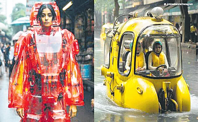 AI artist envisions innovative rainwear and autos for waterlogged Indian cities - Sakshi