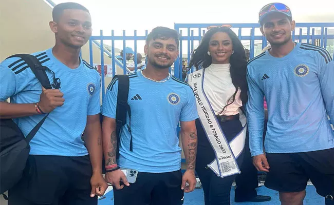 WI VS IND 2nd Test: Miss World Trinidad And Tobago Met Shubman Gill, Ishan Kishan, Yashasvi Jaiswal - Sakshi