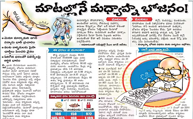 Eenadu false writings on mid day meal in schools - Sakshi