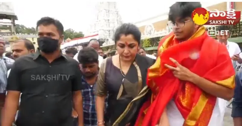 Actress Ramya Krishna Visits Tirumala Temple With Her Son