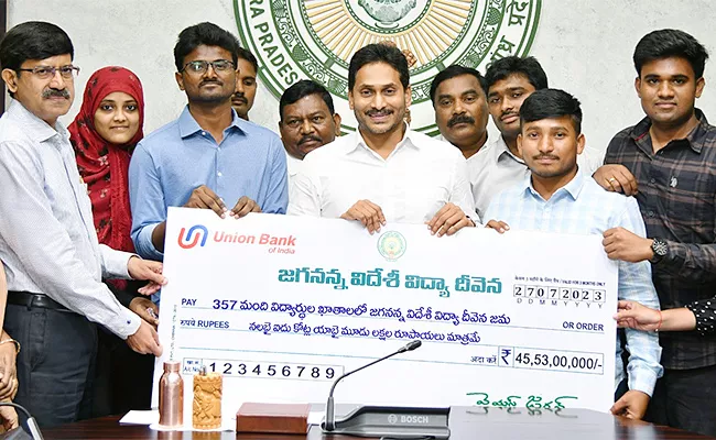 CM YS Jagan Release Jagananna Videshi Vidya Deevena Funds Updates - Sakshi