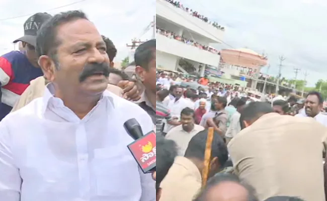 TDP workers Attacked YSRCP MLA Bolla Brahmanaidu At Vinukonda - Sakshi