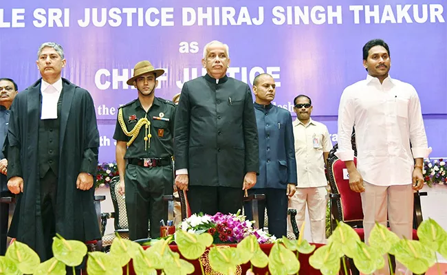 Swearing in High Court CJ Dhiraj Singh Thakur On 28th July - Sakshi