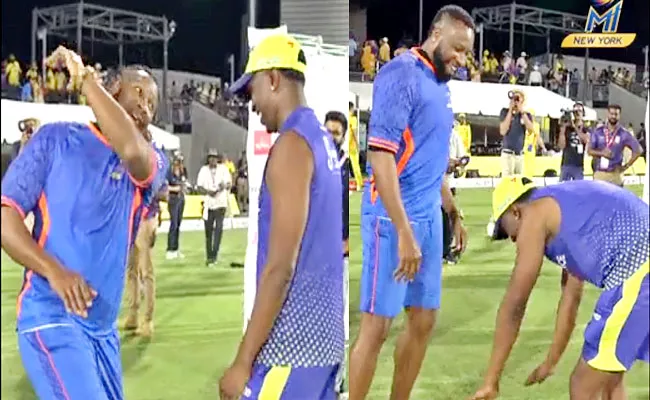 Kieron Pollard-Dwayne Bravo Funny Banter-MINY Beat TSK MLC 2023 - Sakshi